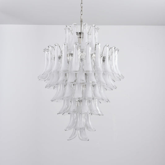 Elegant White Cloud Glass Petals Chandelier with Adjustable Height & L
