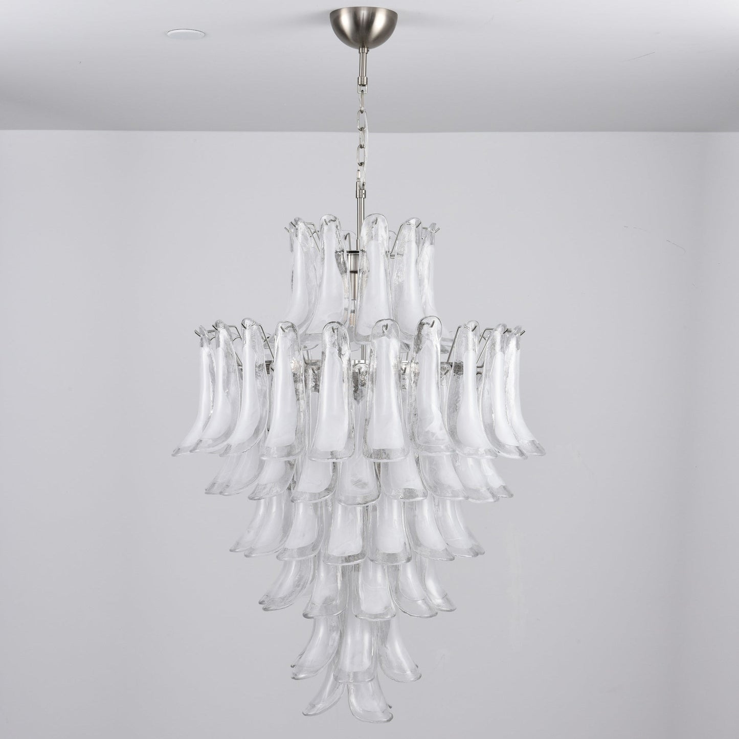 Elegant White Cloud Glass Petals Chandelier with Adjustable Height & L