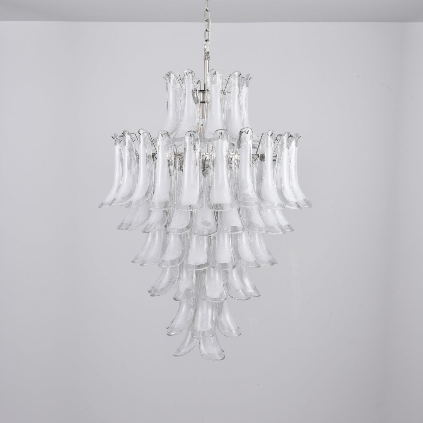 Elegant White Cloud Glass Petals Chandelier with Adjustable Height & L