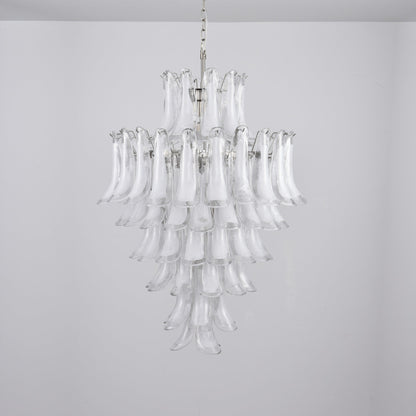 Elegant White Cloud Glass Petals Chandelier with Adjustable Height & L