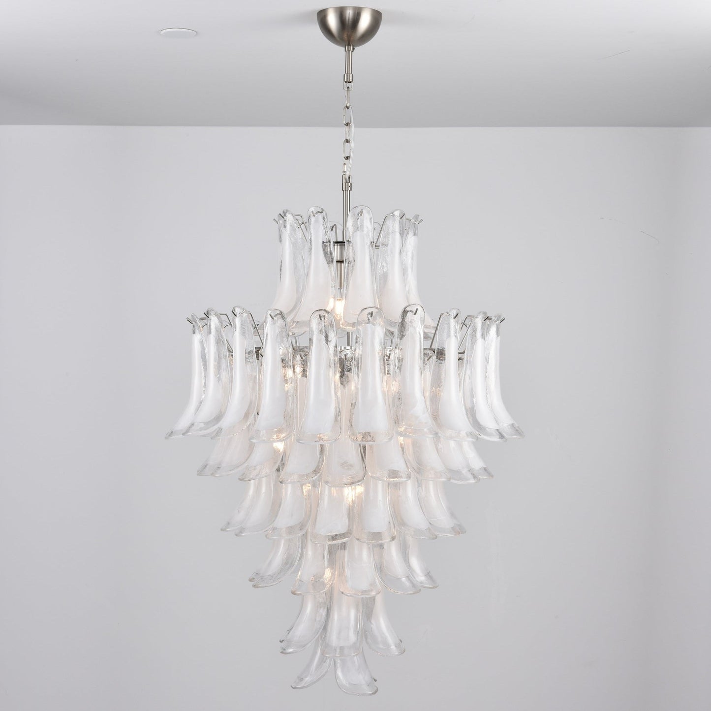Elegant White Cloud Glass Petals Chandelier with Adjustable Height & L