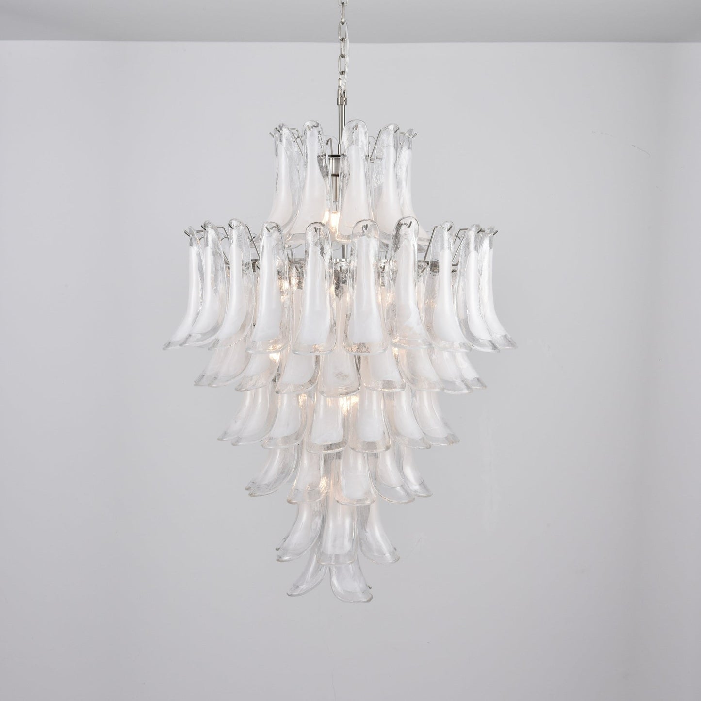 Elegant White Cloud Glass Petals Chandelier with Adjustable Height & L