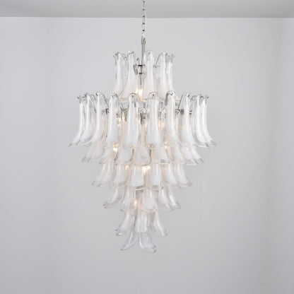 Elegant White Cloud Glass Petals Chandelier with Adjustable Height & L