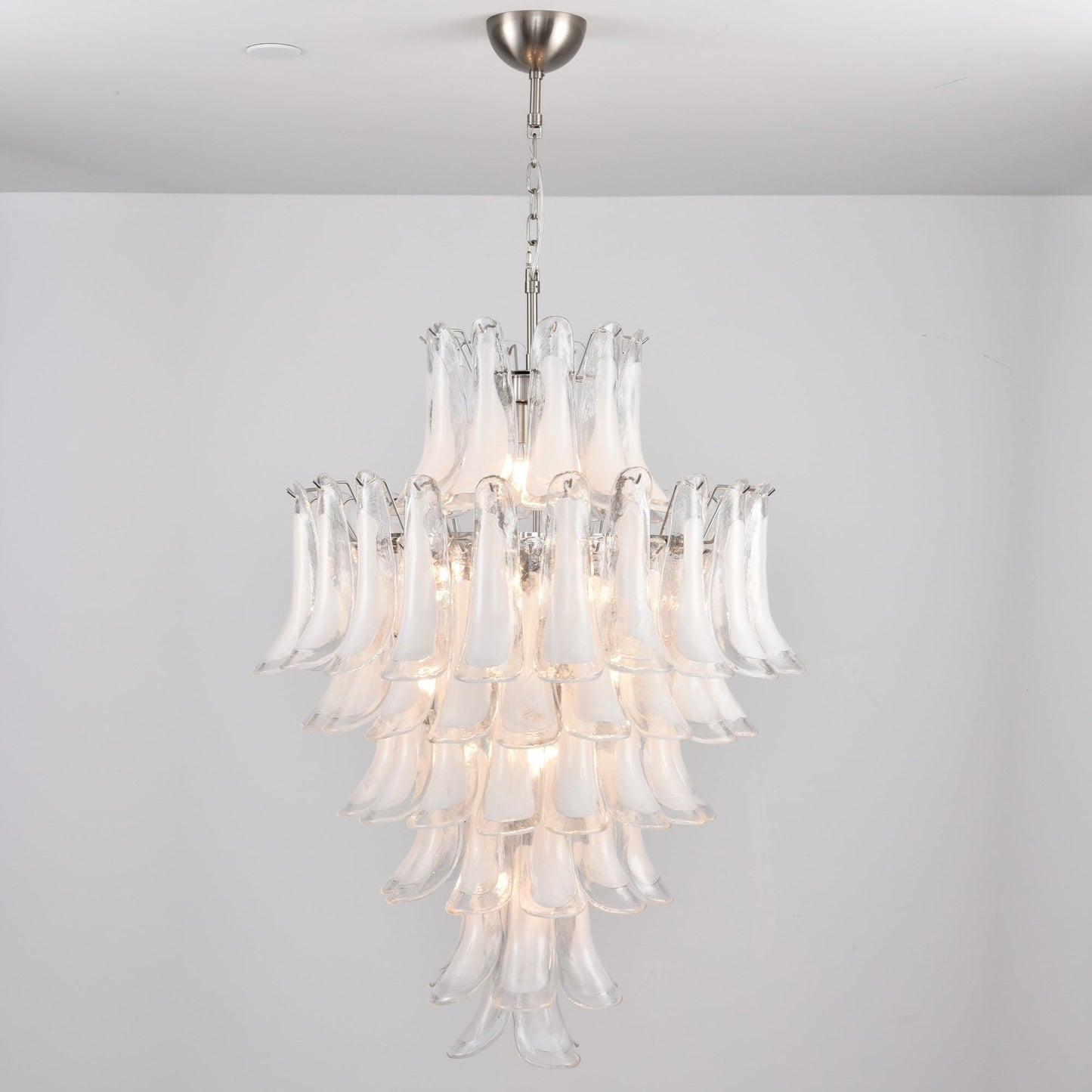 Elegant White Cloud Glass Petals Chandelier with Adjustable Height & L