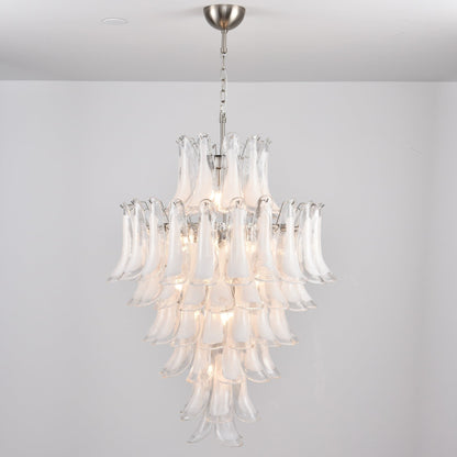 Elegant White Cloud Glass Petals Chandelier with Adjustable Height & L