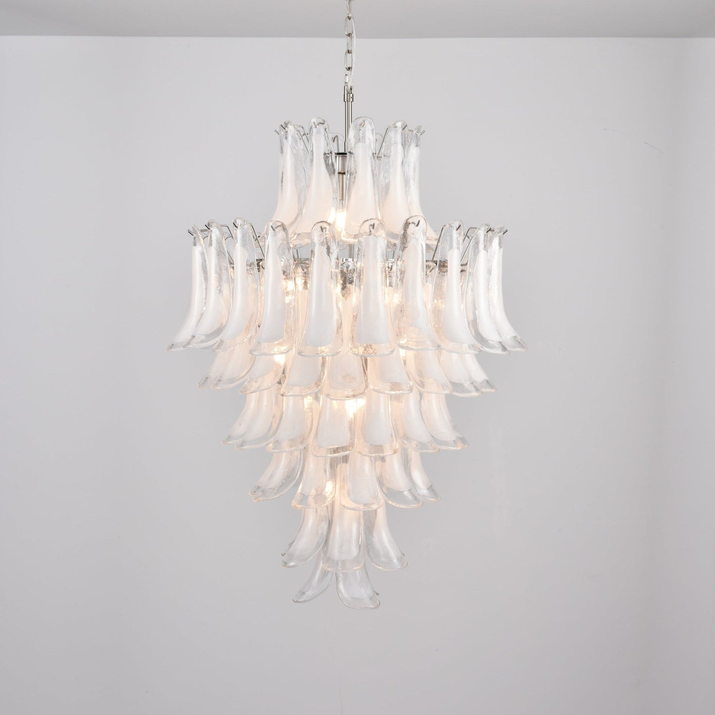 Elegant White Cloud Glass Petals Chandelier with Adjustable Height & L