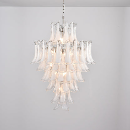 Elegant White Cloud Glass Petals Chandelier with Adjustable Height & L