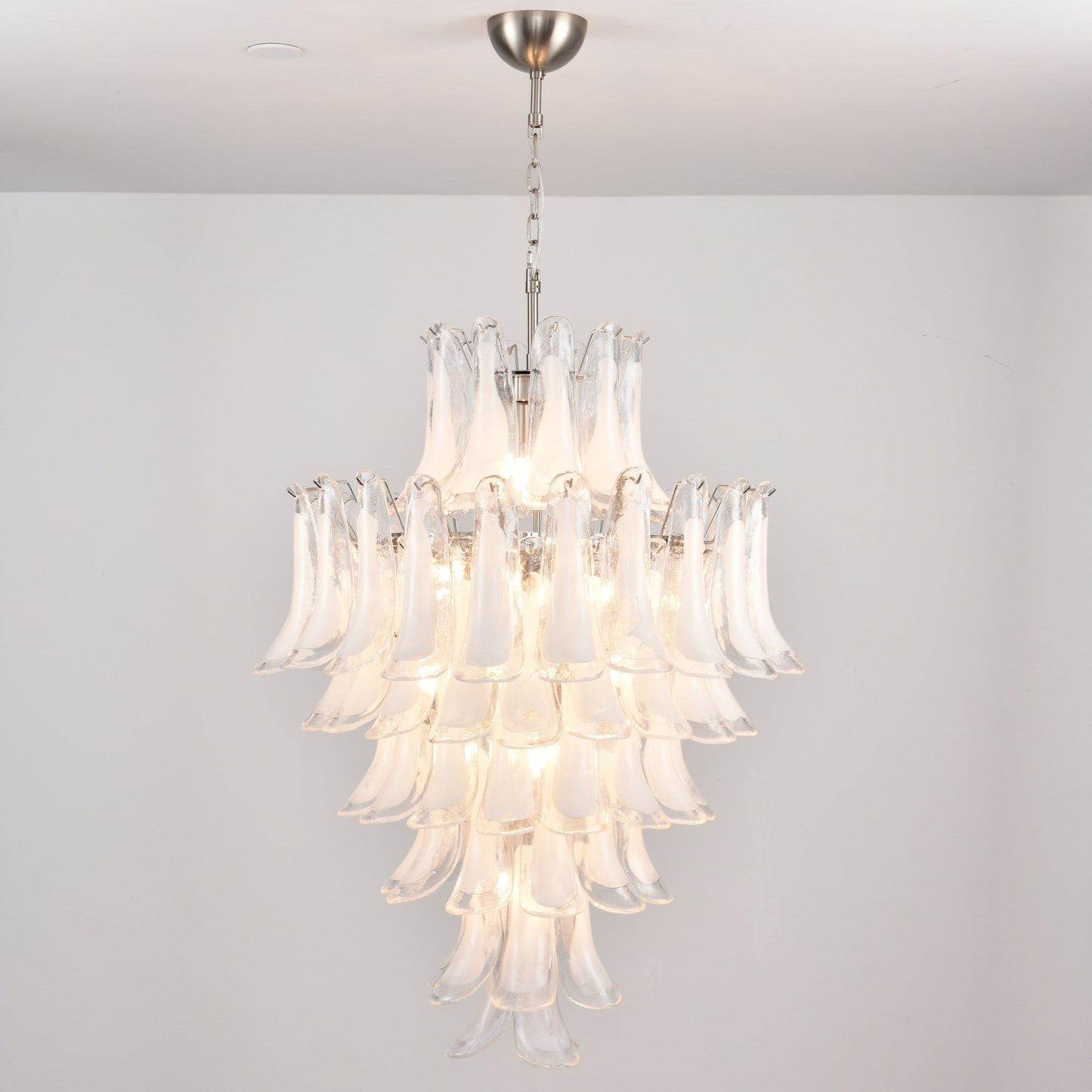 Elegant White Cloud Glass Petals Chandelier with Adjustable Height & L