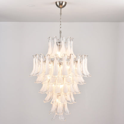 Elegant White Cloud Glass Petals Chandelier with Adjustable Height & L