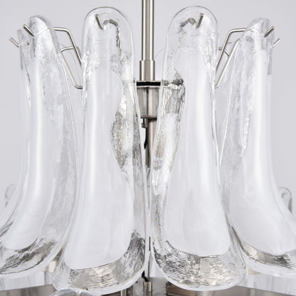 Elegant White Cloud Glass Petals Chandelier with Adjustable Height & L