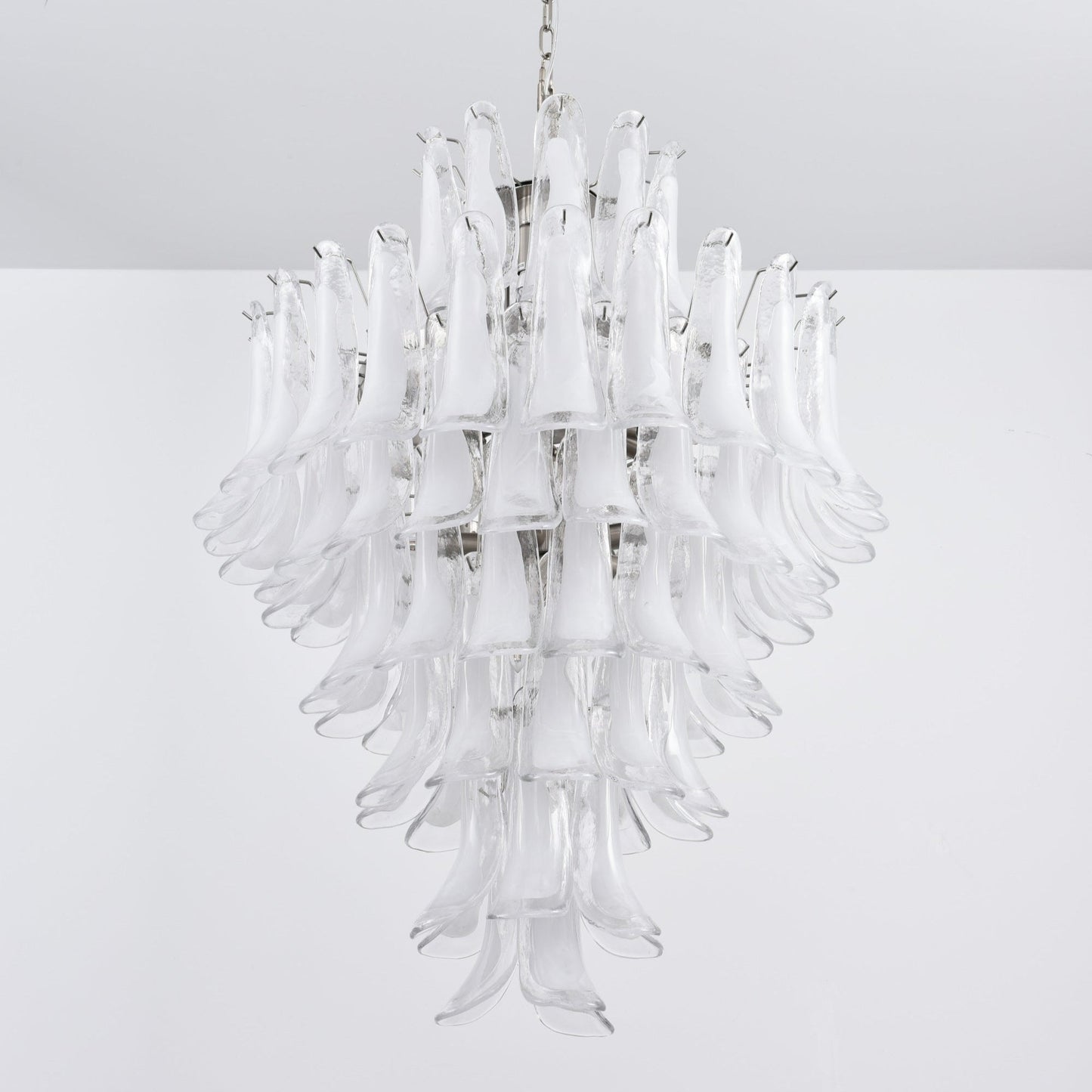 Elegant White Cloud Glass Petals Chandelier with Adjustable Height & L