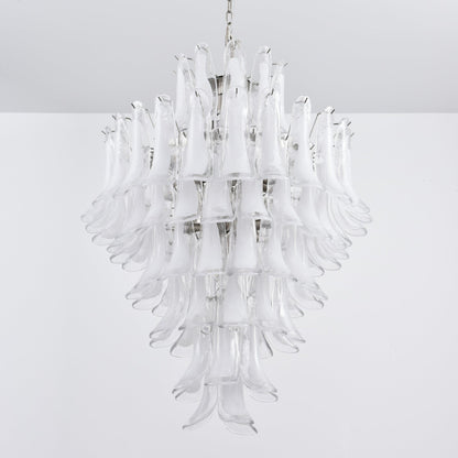 Elegant White Cloud Glass Petals Chandelier with Adjustable Height & L