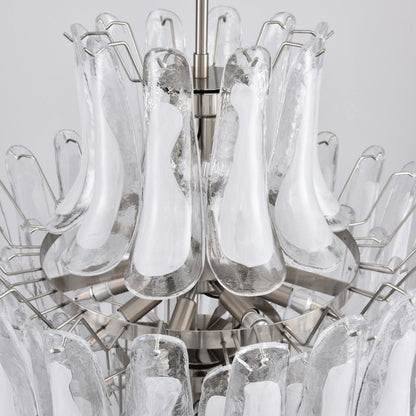 Elegant White Cloud Glass Petals Chandelier with Adjustable Height & L