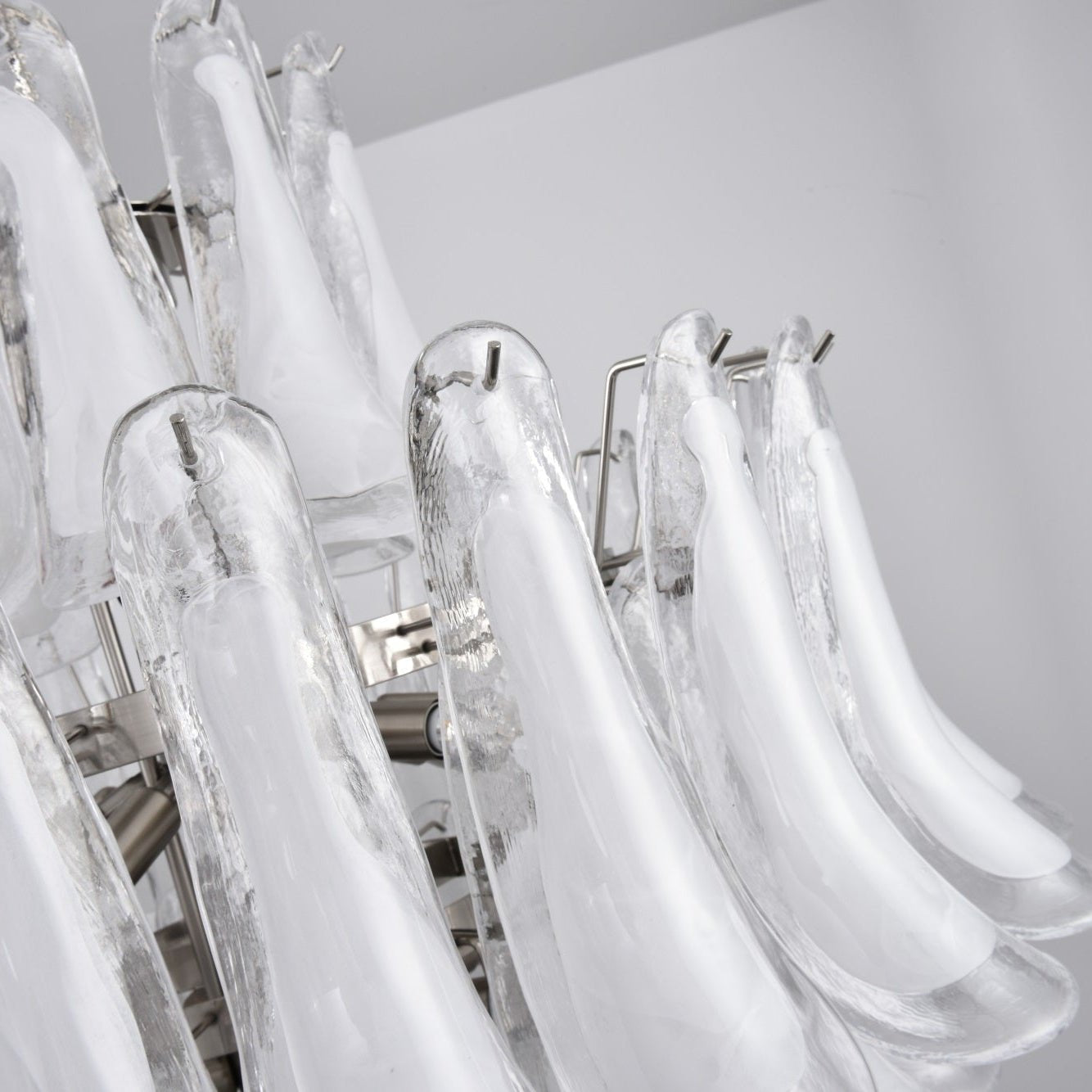 Elegant White Cloud Glass Petals Chandelier with Adjustable Height & L