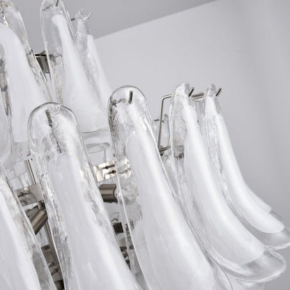 Elegant White Cloud Glass Petals Chandelier with Adjustable Height & L