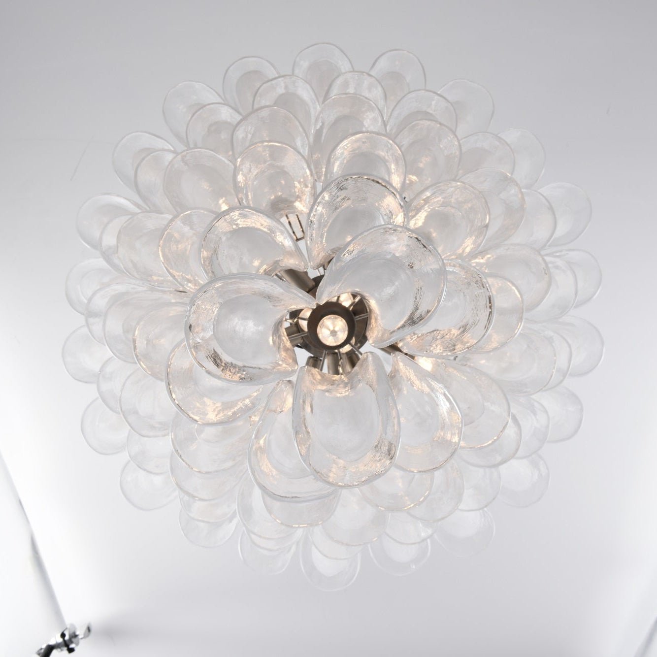 Elegant White Cloud Glass Petals Chandelier with Adjustable Height & L