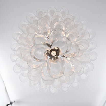 Elegant White Cloud Glass Petals Chandelier with Adjustable Height & L