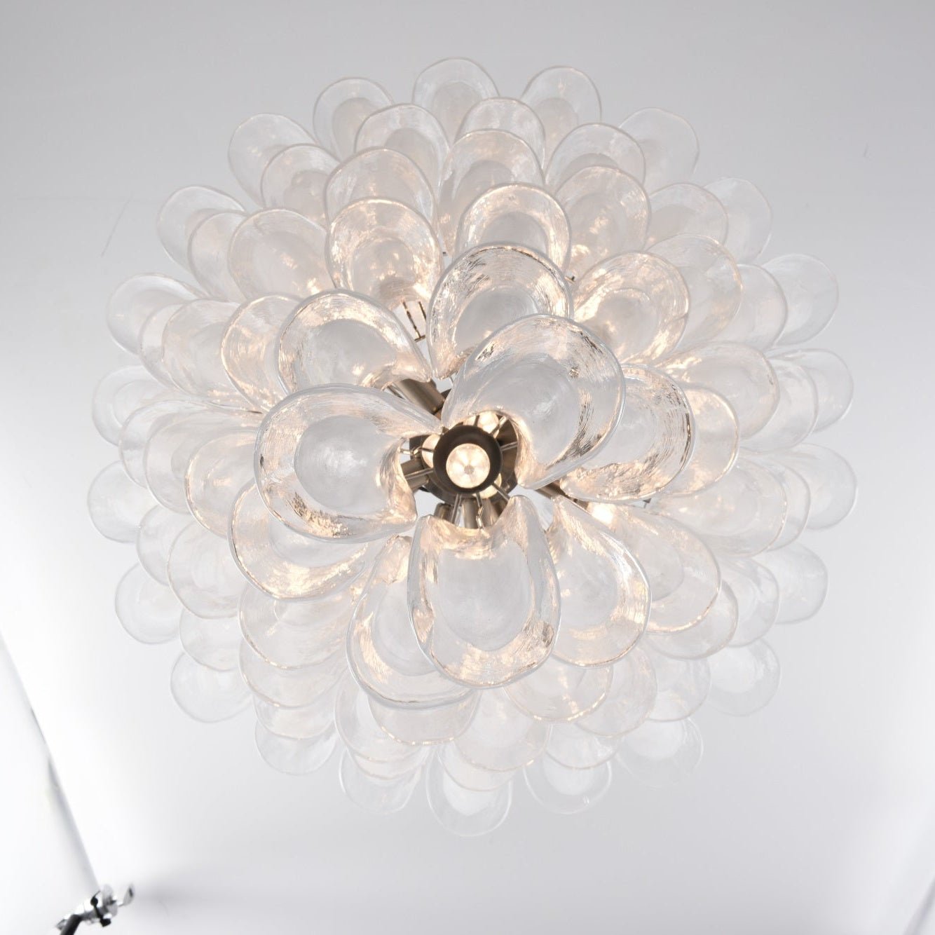 Elegant White Cloud Glass Petals Chandelier with Adjustable Height & L