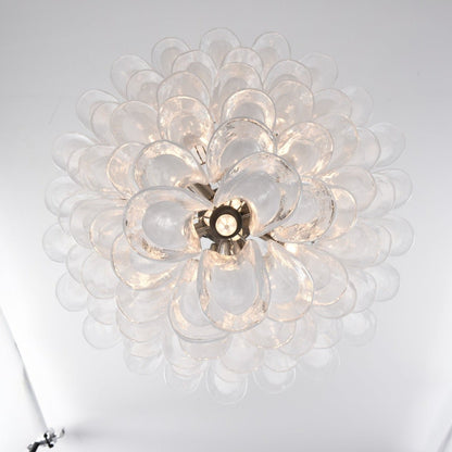 Elegant White Cloud Glass Petals Chandelier with Adjustable Height & L