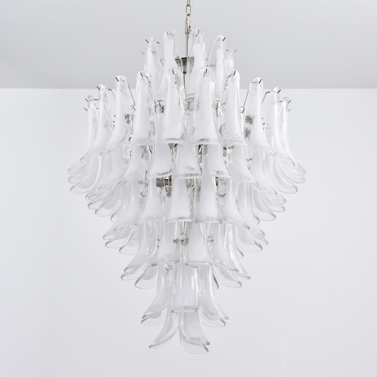Elegant White Cloud Glass Petals Chandelier with Adjustable Height & L