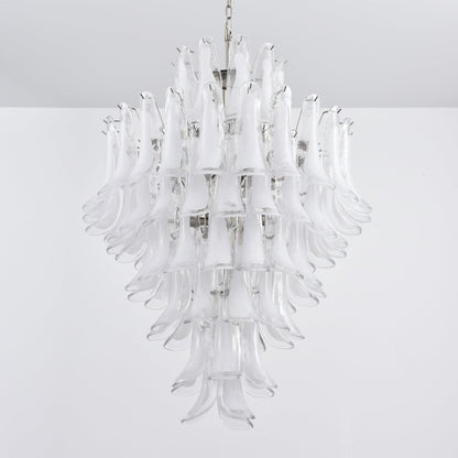 Elegant White Cloud Glass Petals Chandelier with Adjustable Height & L