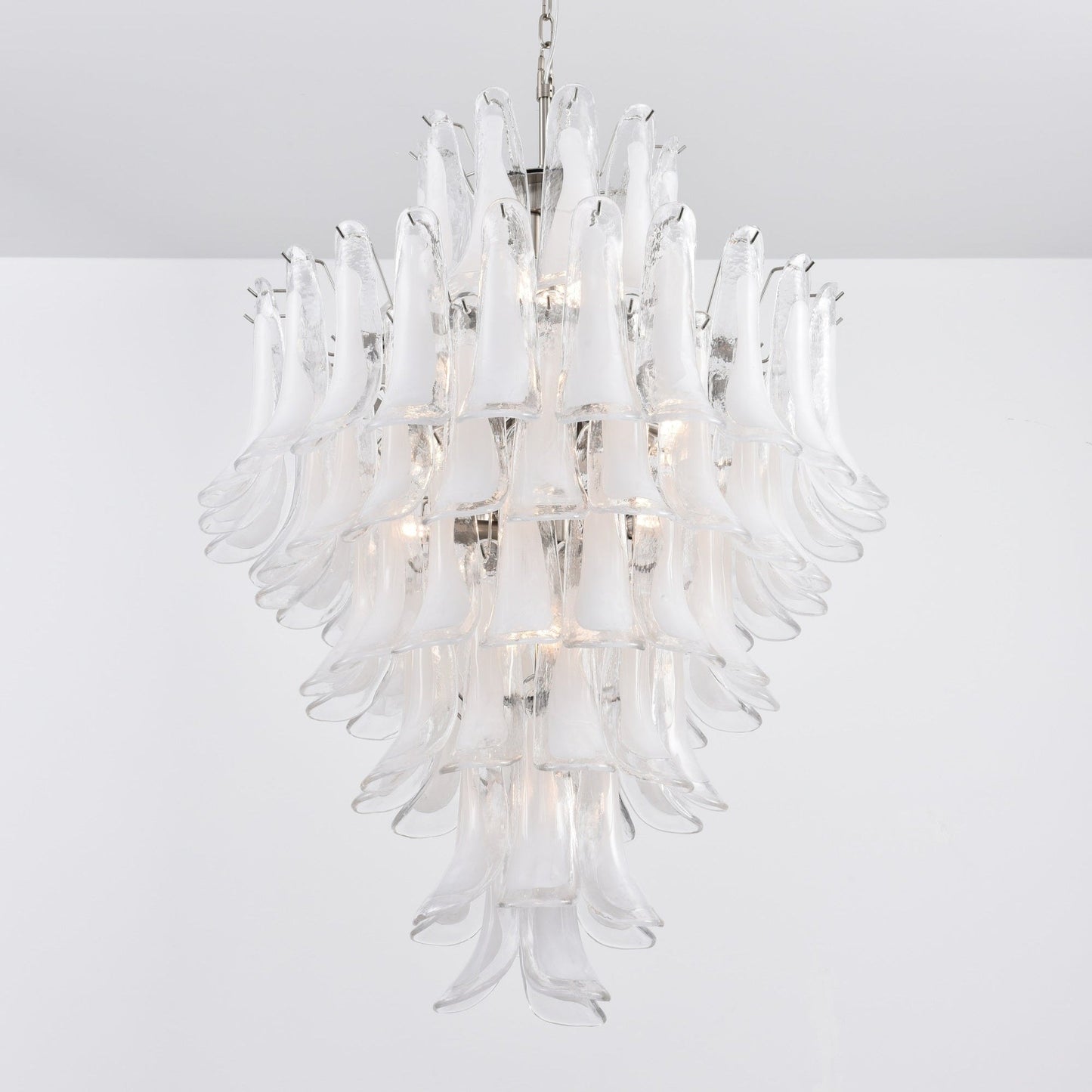 Elegant White Cloud Glass Petals Chandelier with Adjustable Height & L