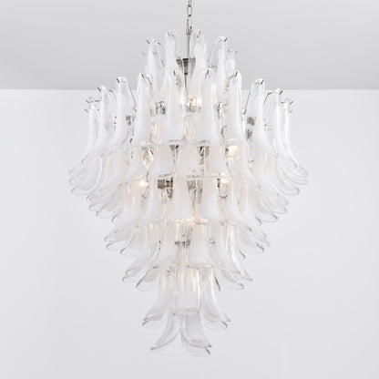 Elegant White Cloud Glass Petals Chandelier with Adjustable Height & L