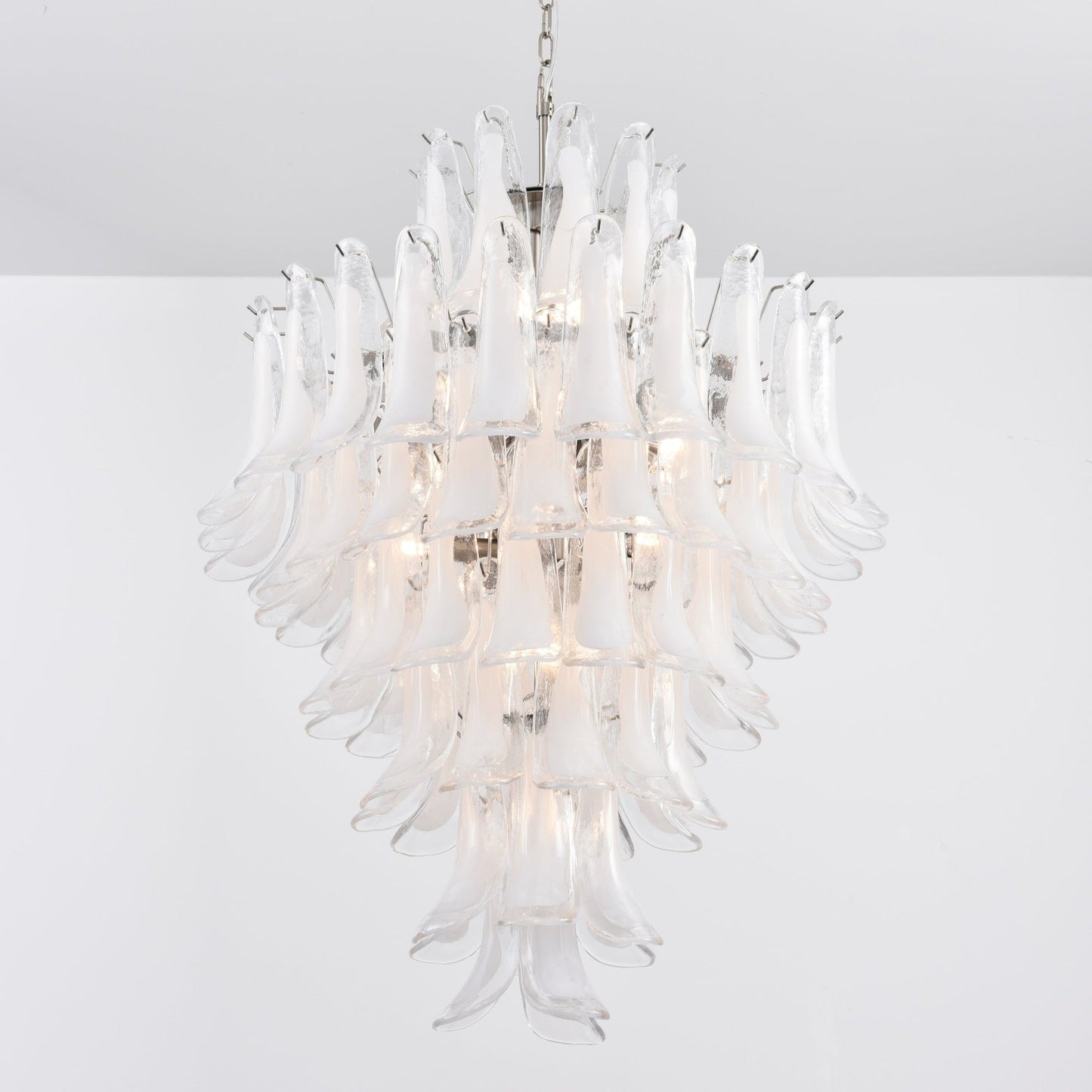 Elegant White Cloud Glass Petals Chandelier with Adjustable Height & L