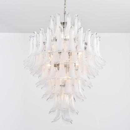 Elegant White Cloud Glass Petals Chandelier with Adjustable Height & L