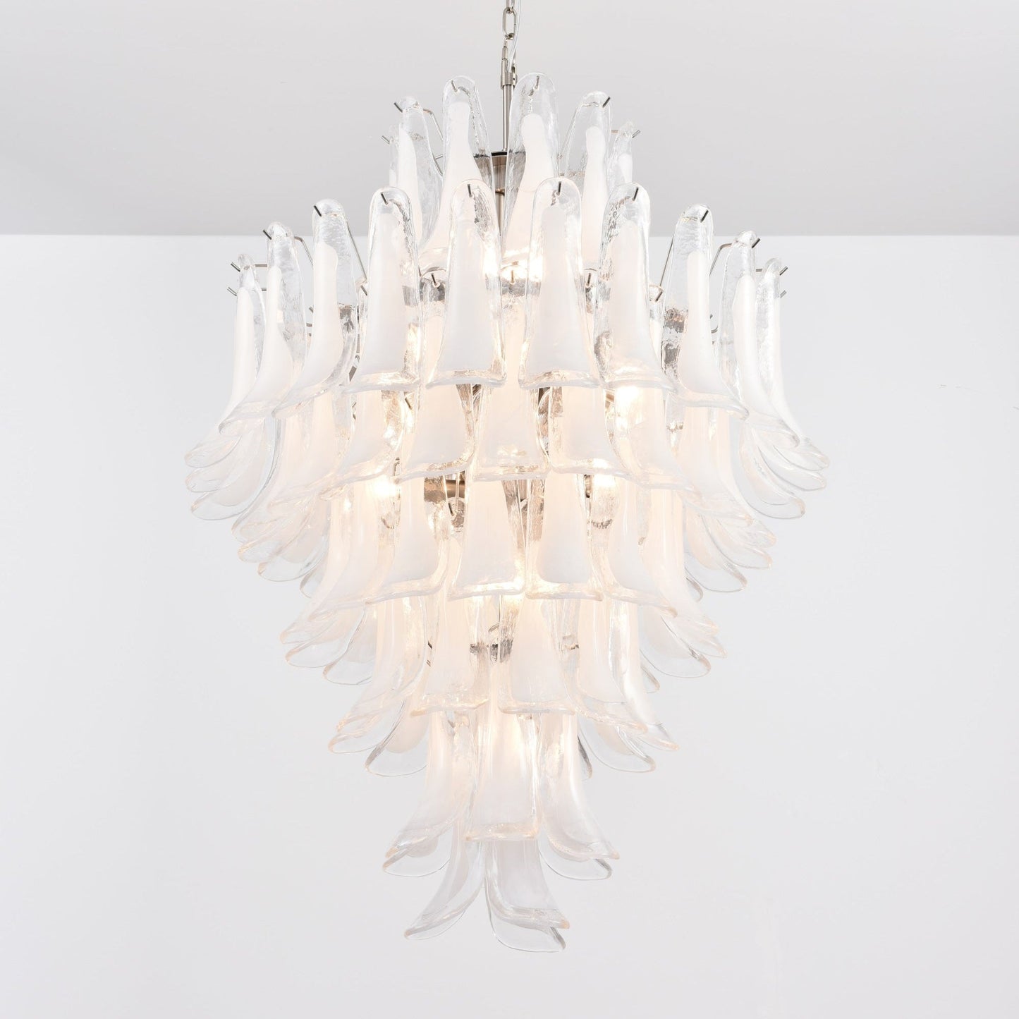 Elegant White Cloud Glass Petals Chandelier with Adjustable Height & L