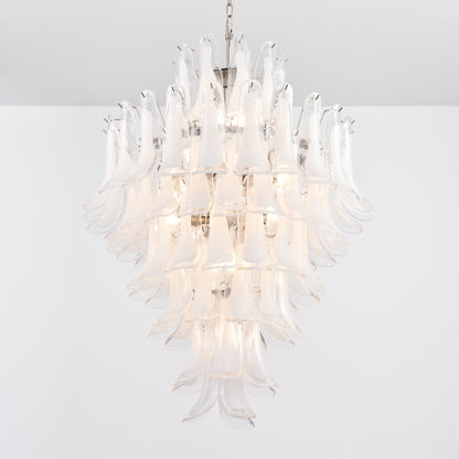 Elegant White Cloud Glass Petals Chandelier with Adjustable Height & L