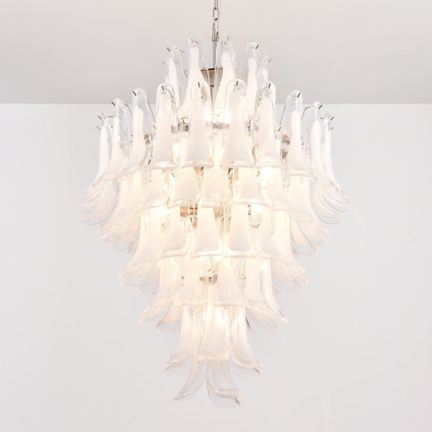 Elegant White Cloud Glass Petals Chandelier with Adjustable Height & L