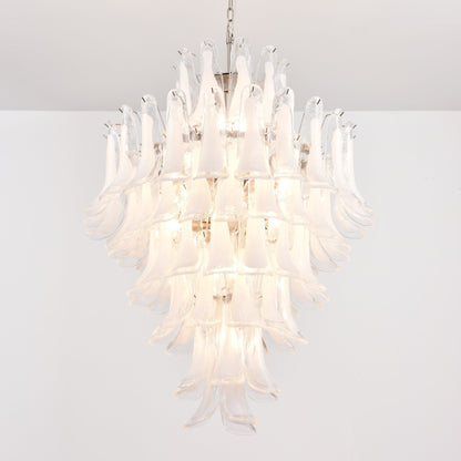 Elegant White Cloud Glass Petals Chandelier with Adjustable Height & L