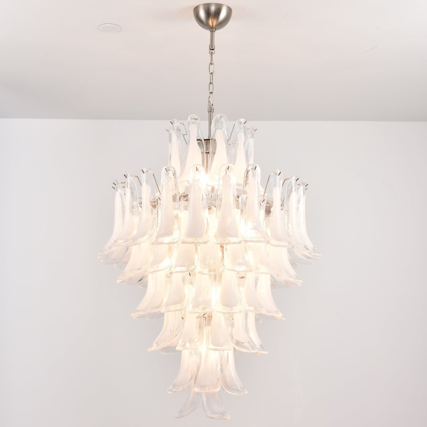 Elegant White Cloud Glass Petals Chandelier with Adjustable Height & L
