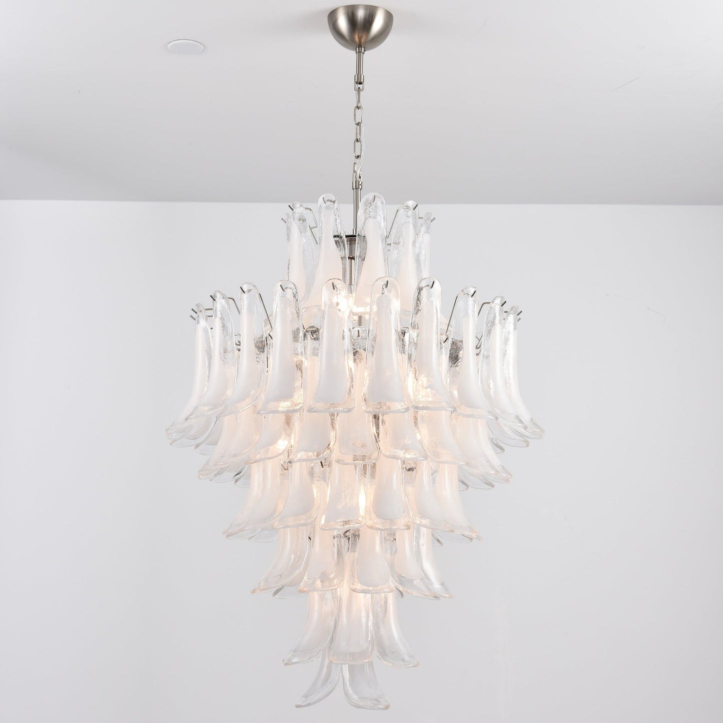 Elegant White Cloud Glass Petals Chandelier with Adjustable Height & L
