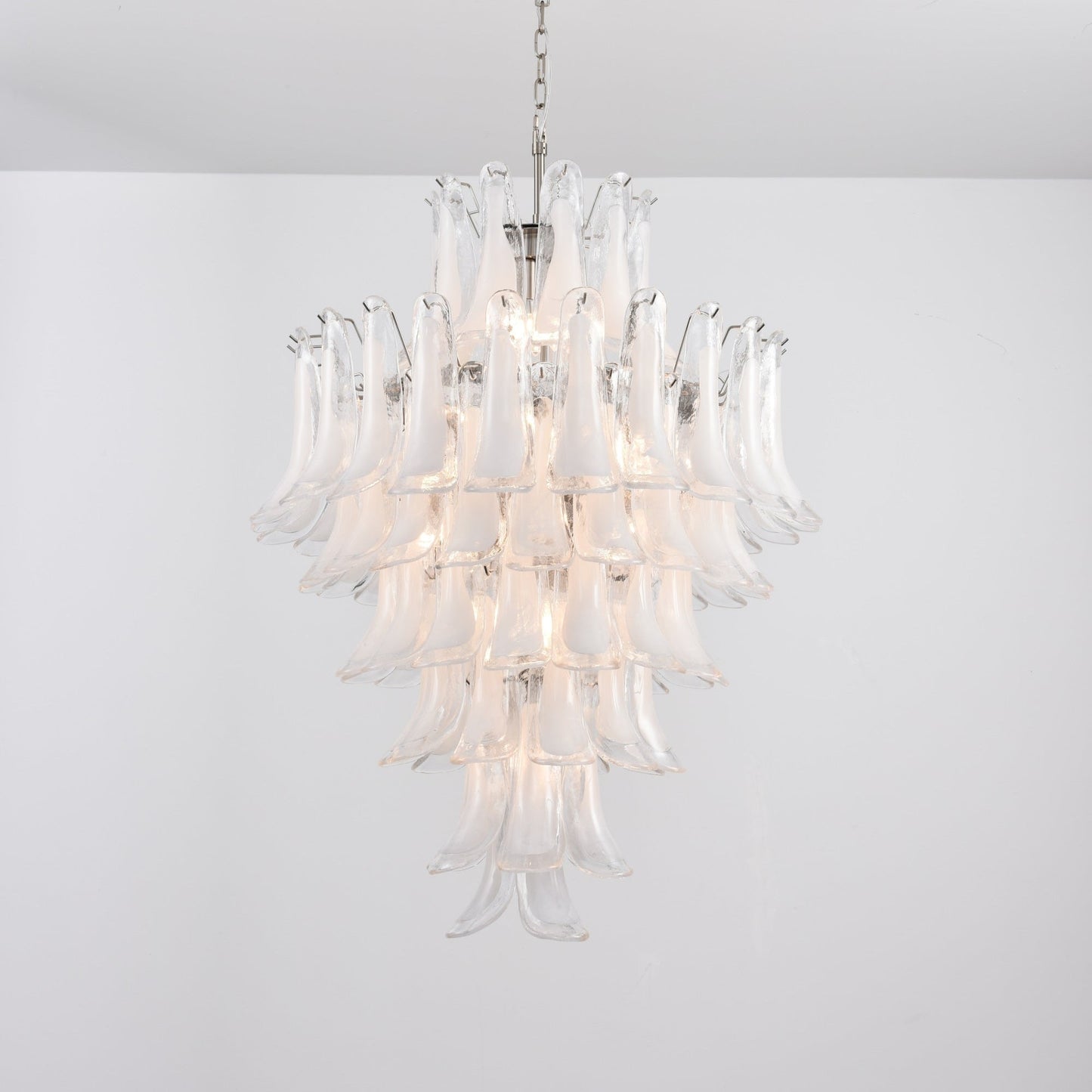 Elegant White Cloud Glass Petals Chandelier with Adjustable Height & L