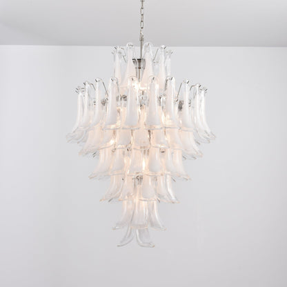 Elegant White Cloud Glass Petals Chandelier with Adjustable Height & L