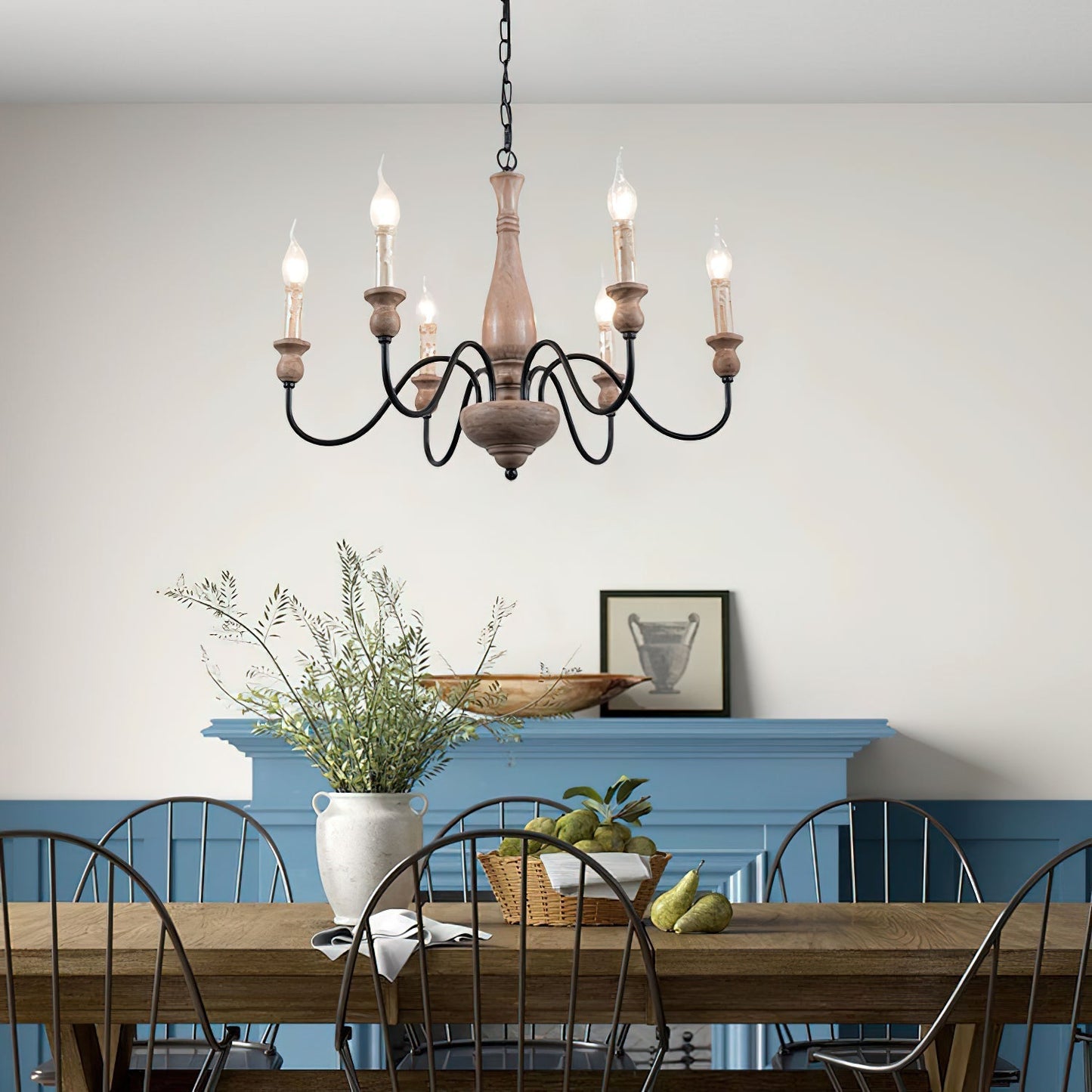 Willowbrook Farmhouse Chandelier - Rustic Design with Adjustable Heigh