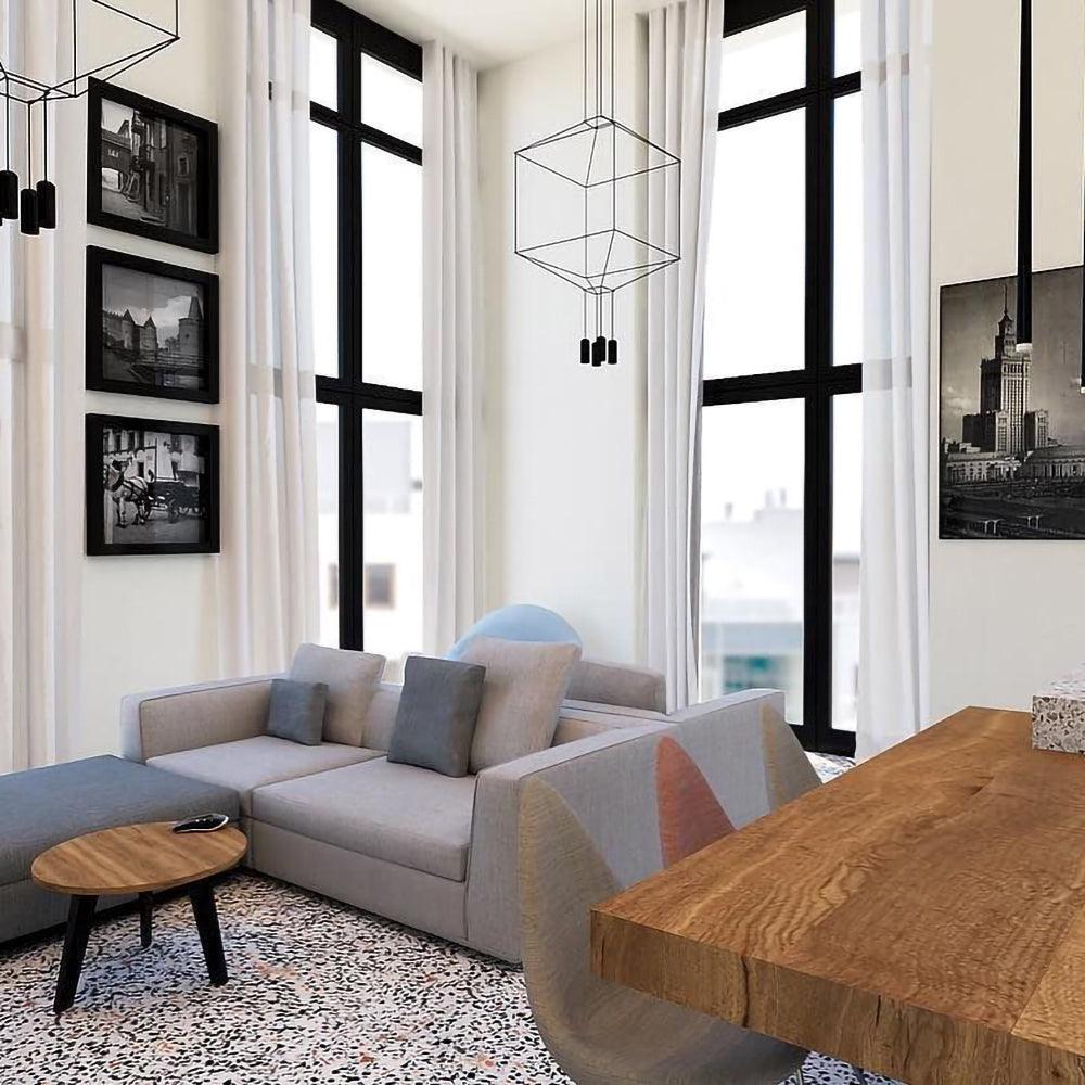 Geometric Lines Pendant Lamp - Adjustable Height, Energy-Efficient LED