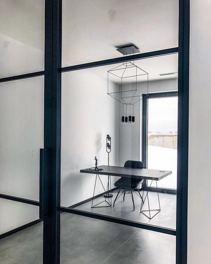 Geometric Lines Pendant Lamp - Adjustable Height, Energy-Efficient LED