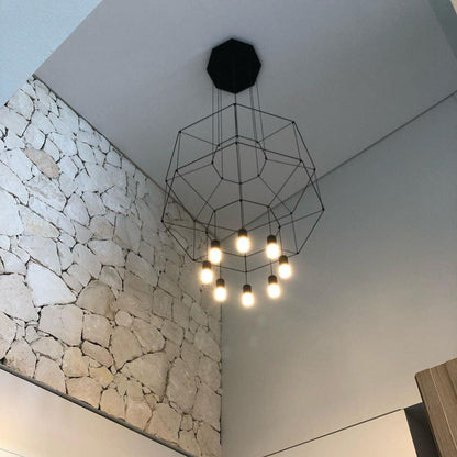 Geometric Lines Pendant Lamp - Adjustable Height, Energy-Efficient LED