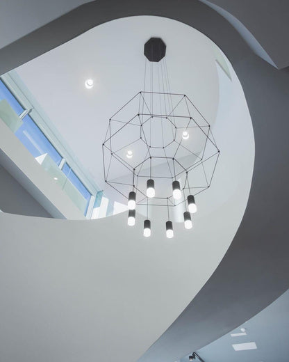 Geometric Lines Pendant Lamp - Adjustable Height, Energy-Efficient LED