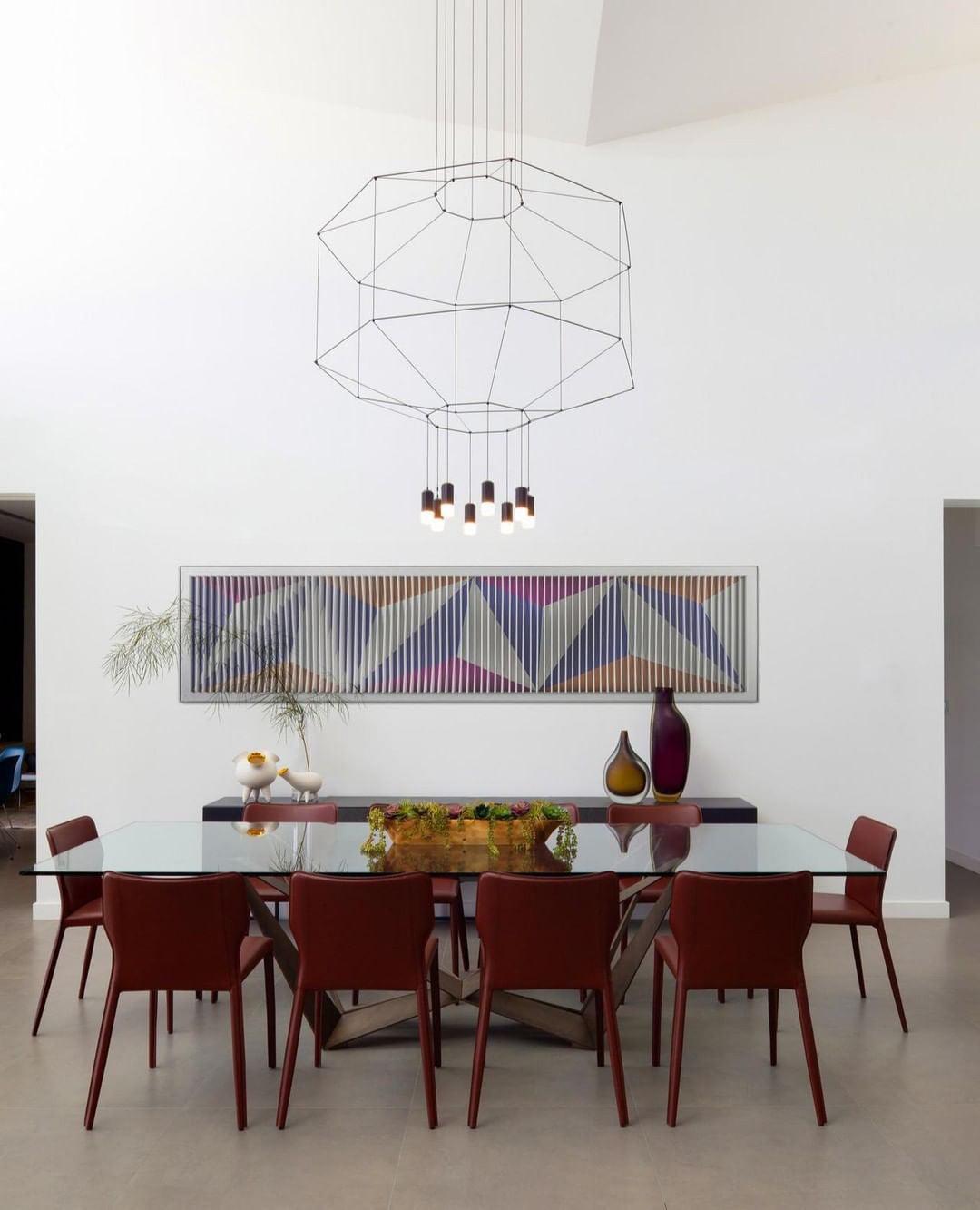 Geometric Lines Pendant Lamp - Adjustable Height, Energy-Efficient LED