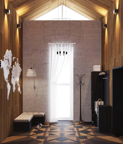 Geometric Lines Pendant Lamp - Adjustable Height, Energy-Efficient LED