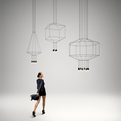 Geometric Lines Pendant Lamp - Adjustable Height, Energy-Efficient LED