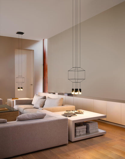 Geometric Lines Pendant Lamp - Adjustable Height, Energy-Efficient LED