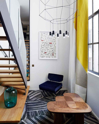 Geometric Lines Pendant Lamp - Adjustable Height, Energy-Efficient LED