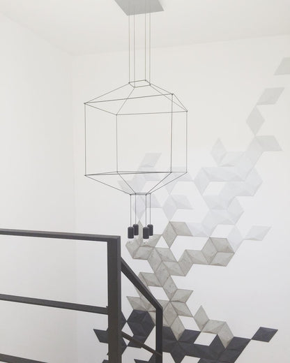 Geometric Lines Pendant Lamp - Adjustable Height, Energy-Efficient LED