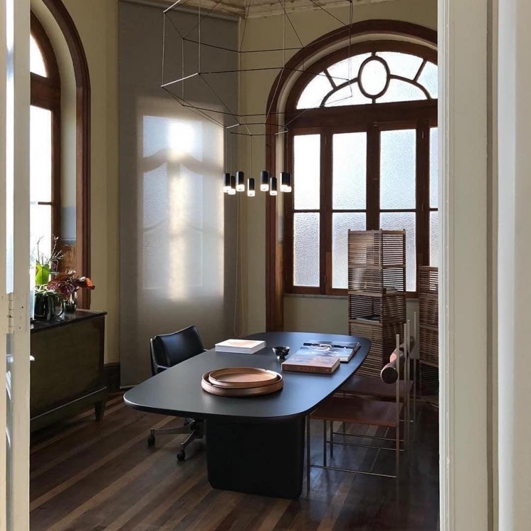 Geometric Lines Pendant Lamp - Adjustable Height, Energy-Efficient LED