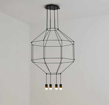 Geometric Lines Pendant Lamp - Adjustable Height, Energy-Efficient LED